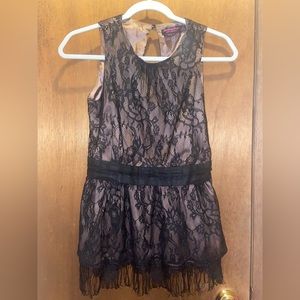 Twelve by Twelve Tan Nude and Black Lace Top